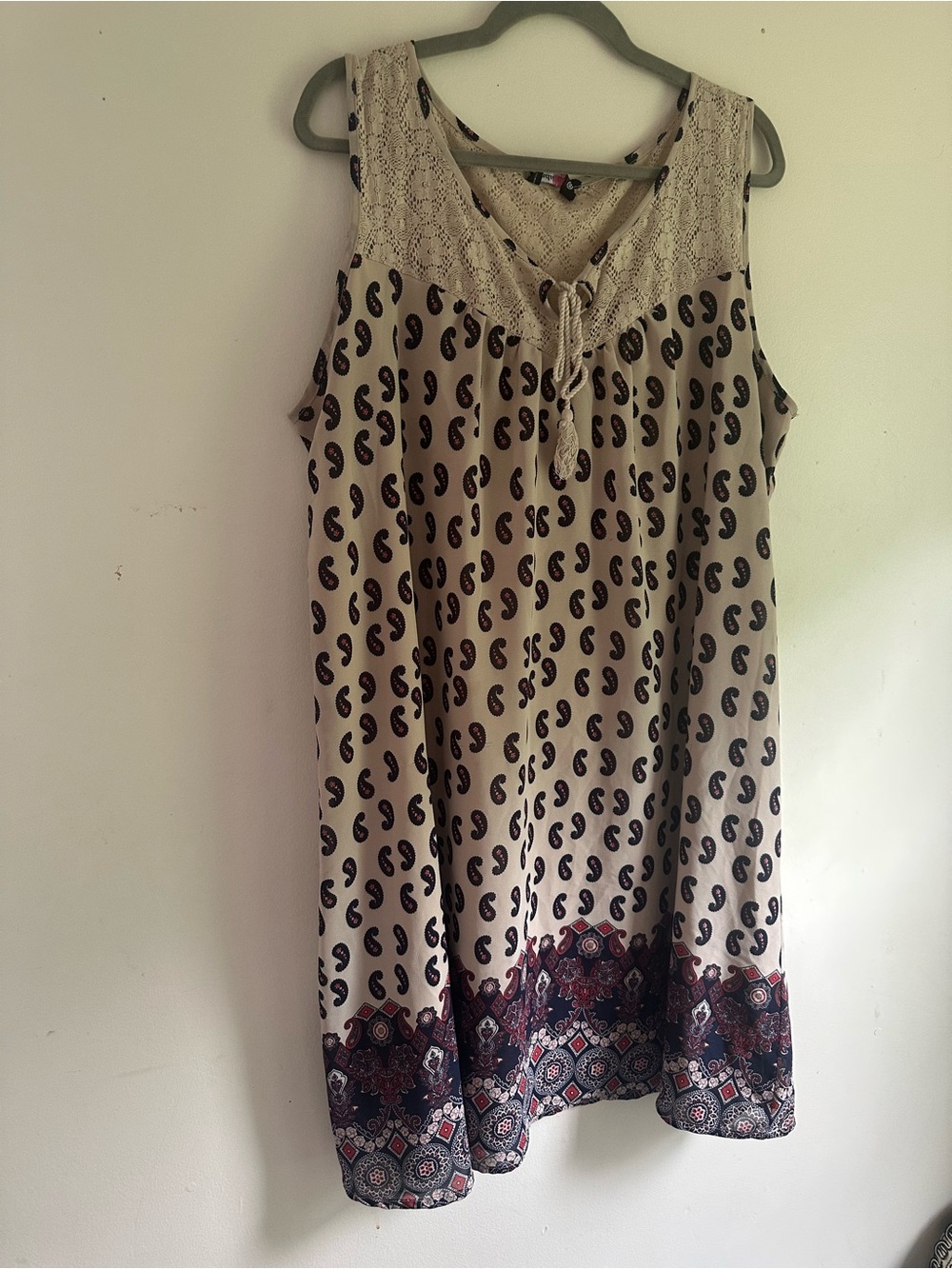 Indulge Boho Paisley Lace Inset Sleeveless Dress Size 3X